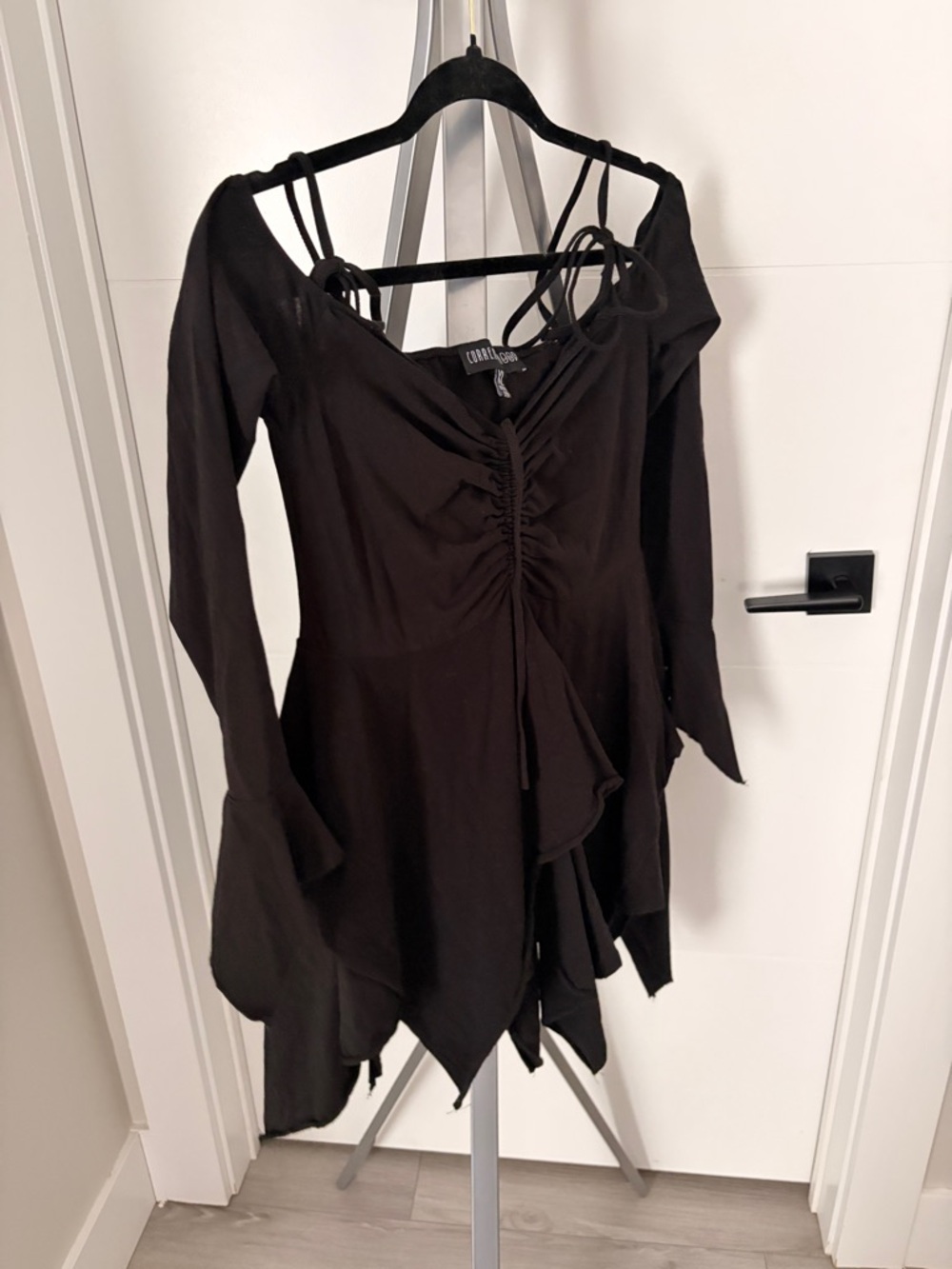 Current Mood Black Ruched Front Strappy Tunic